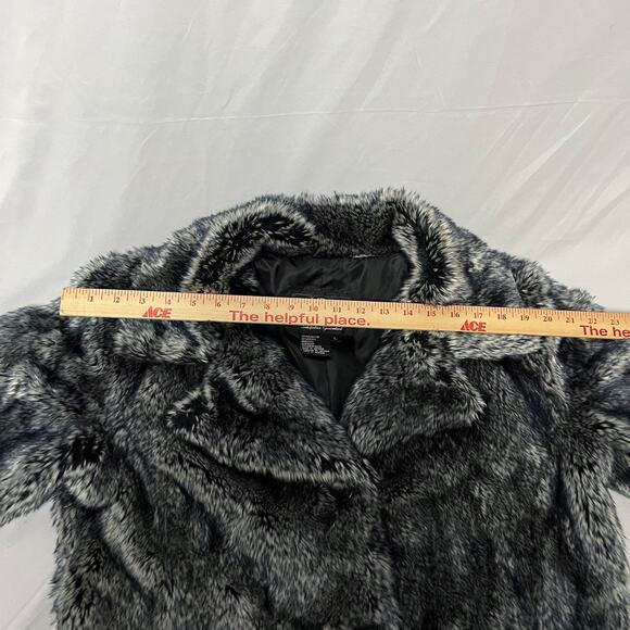 Mobwife Rampage Faux Fur Coat Y2K 90s Glam Quiet Luxury L Women Blue Gray Black - Picture 13 of 13